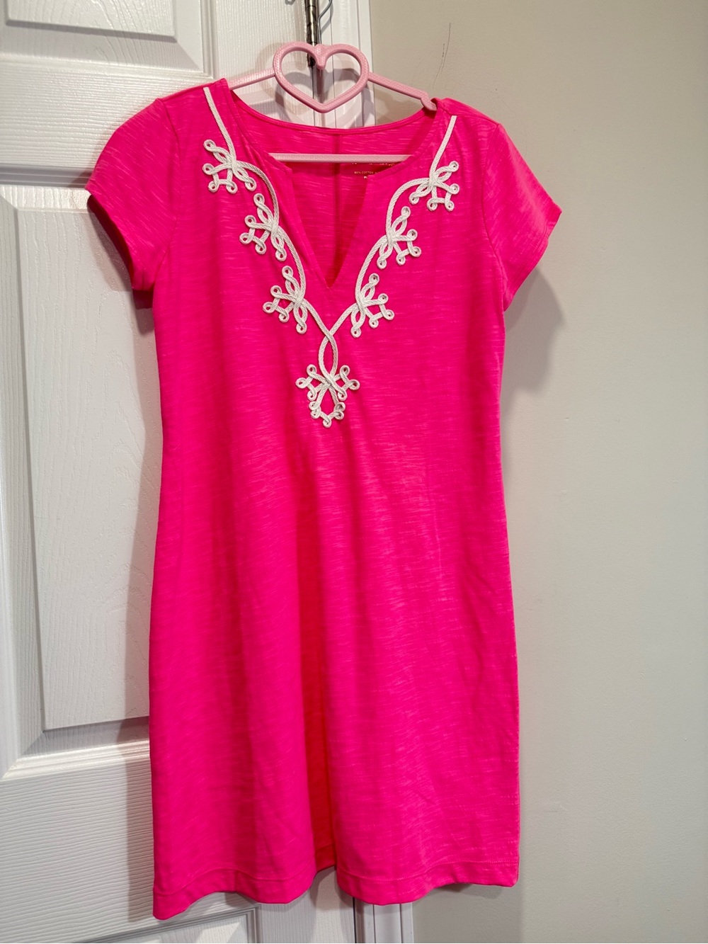 Lilly Pulitzer Beacon T Shirt Dress Size S Pink Soutache Embroidered neckline - Picture 3 of 6